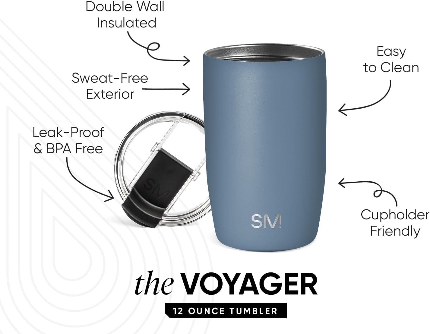Simple Modern Voyager Tumbler with Flip Lid | Travel Coffee Mug | Insulated Stainless Steel Cold Brew Iced or Hot Coffee Cup | Gifts for Women Men Her Him | 16oz, Almond Birch