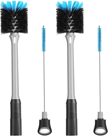 MOSOLAN 2-in-1 Water Bottle Brush and Straw Cleaner Brush, Long Handle Water Bottle Scrubbing Brush for Water Bottles, Glasswares, Mugs, Flasks, Tumblers and Kitchen Sink, Black, 1 Pack