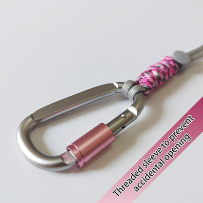 Paracord Keychain/Carabiner Clip - Jaymokes D Ring Metal Hook for Water Bottle, Key, Backpacks and More