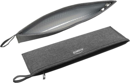Aosbos Reusable Straws & Chopsticks Case, Portable Carrying Bag, Small Pouch for Stainless Steel, Silicone, Plastic, Straws, Travel Utensil Sets - Grey