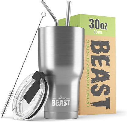 Beast 10 oz Tumbler Stainless Steel Vacuum Insulated Coffee Ice Cup Double Wall Travel Flask (Arctic White)
