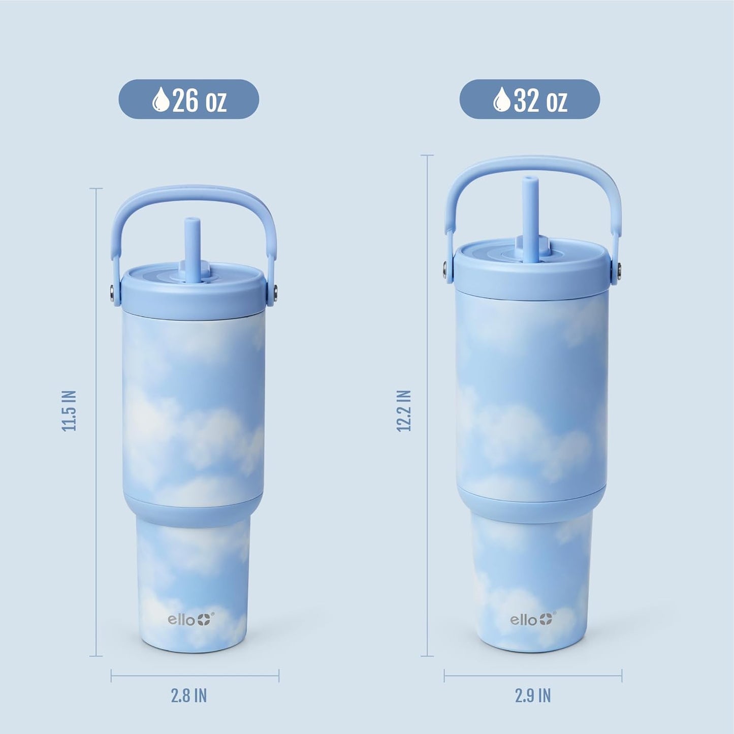 Ello Oasis Go+ 26oz Tumbler with Top Handle and Retracting Straw | Reusable Insulated Stainless Steel Cup, 100% Leakproof Water Bottle, 24 Hours Cold, Cup Holder Friendly For Travel | Wild Rasberry