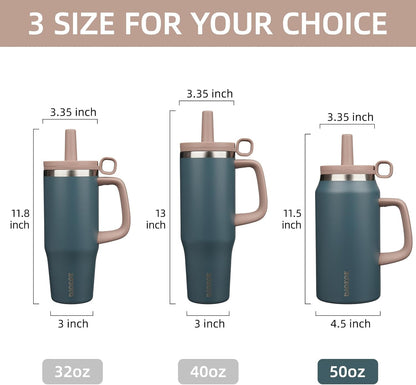 BJPKPK 50oz Insulated Tumbler with Handle Stainless Steel Travel Coffee Mug with Lid Reusable Large Water Bottle with Straw,Sky
