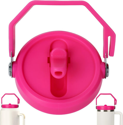 Flip Straw Lid for Stanley 30oz and 20oz, Leak Proof Top Replacement with Handle for 30&20 oz Stanley Quencher and ProTour, Detachable No Spill Lids Reusable Lids Accessories for StanleyCup, Rose