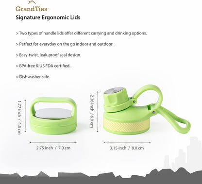 GRANDTIES 2 Lids Sports Stainless Steel Water Bottles – Wide Mouth Vacuum Insulated Reusable Leak Proof BPA-Free Travel Metal Canteen, Thermal Bottles for Men Women Gym (Ivory White 32 oz)