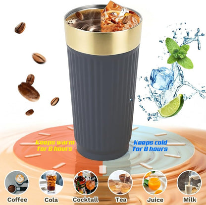SPLMIFA Vacuum-Insulated Stainless Steel Travel Coffee Mug, Leak-Proof Reusable Coffee Cup with Lid - Keep Hot & Cold Drinks for Hours, Durable Insulated Tumbler for Men & Women(3rd-Black, 12OZ)