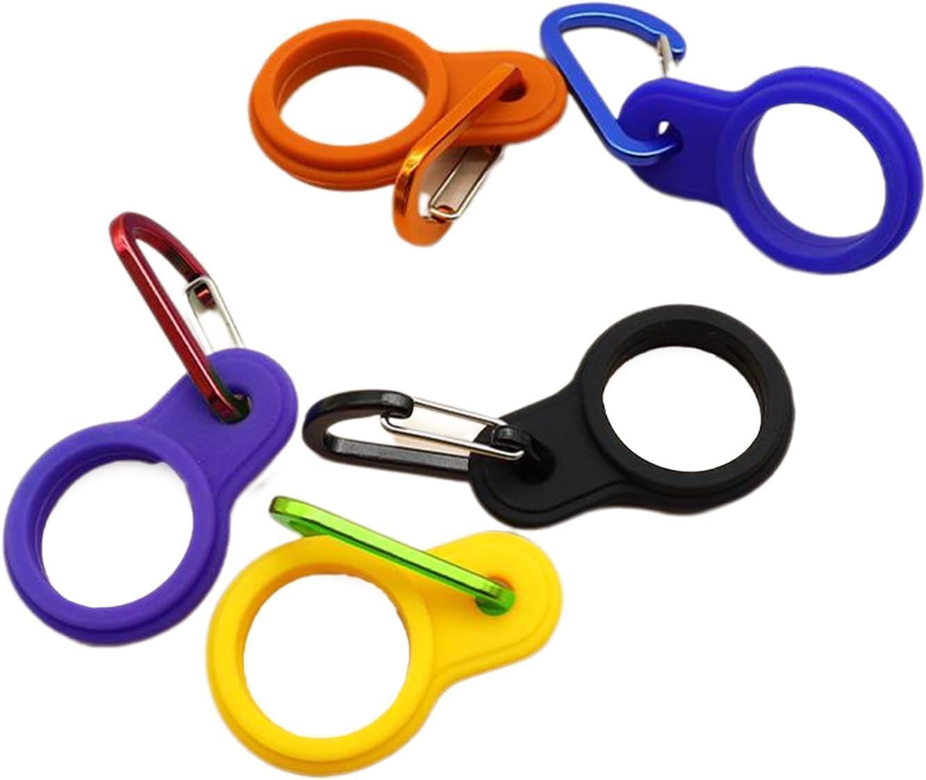 6 Pcs Silicone Water Bottle Buckle with Carabiner Clip - Portable Secure Bottle Holder - Hiking, Camping Accessory, Accessory and Keychain Carabiners, Car Keychain
