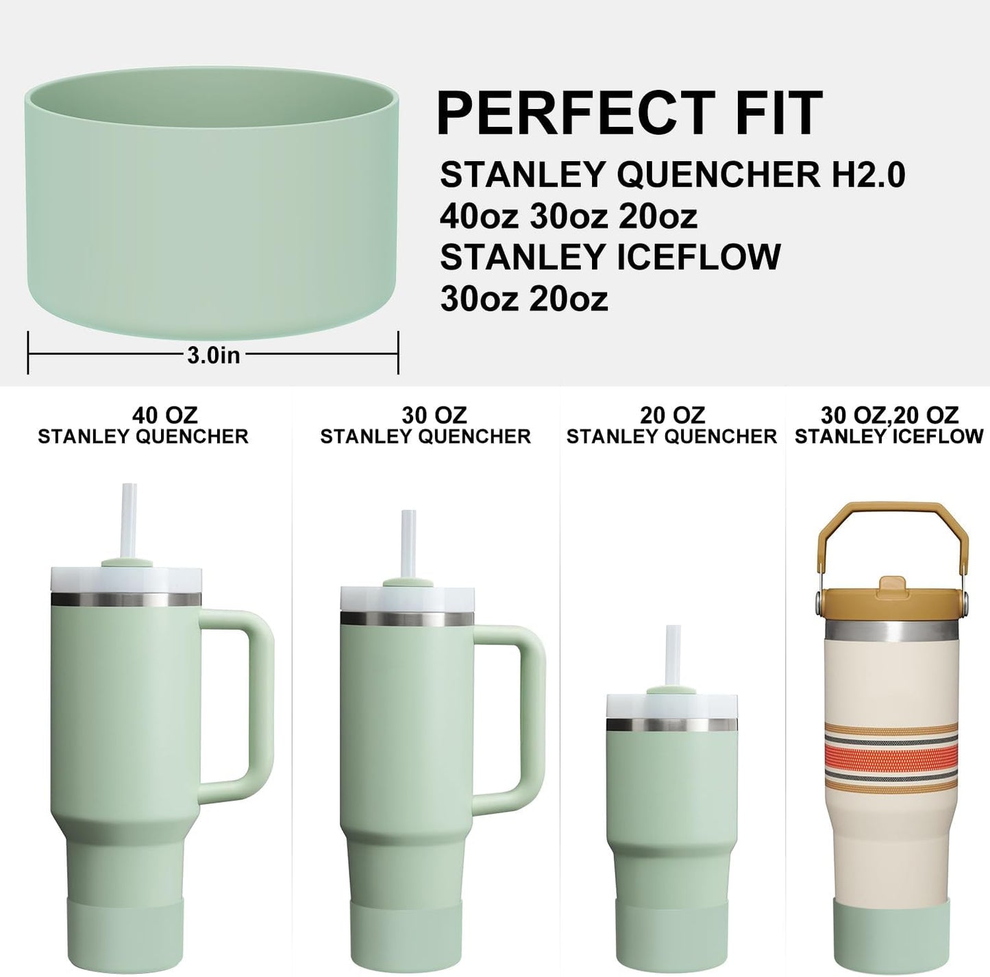 Affute Protective Silicone Boot for Stanley Quencher H2.0 40 30 20 oz & IceFlow Flip 30 20 oz, BPA Free Anti-Noise Anti-Scratch, Stanley Cup Protector Sleeve Cover Boot