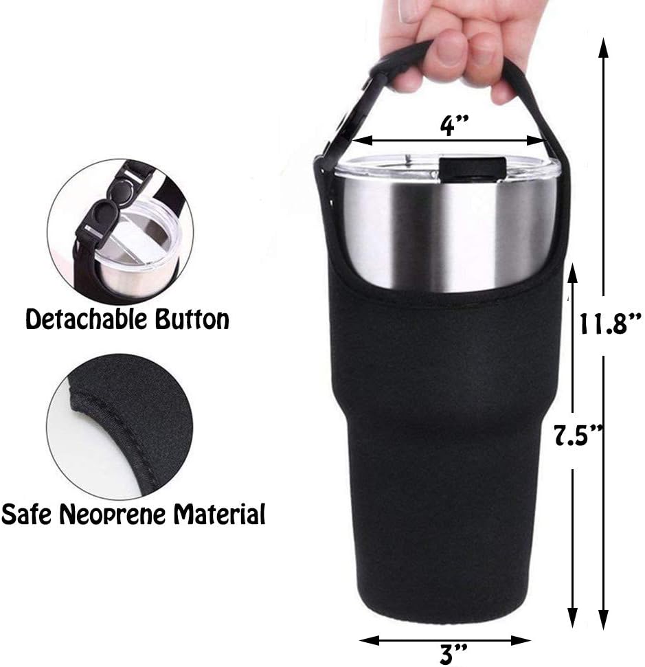 4PCS Tumbler 30oz Carrier Holder Pouch with Shoulder Strap, Fit for YETI, Rtic, Atlin, Ozark Trail, Rambler, Neoprene Sleeve with Carrying Handle