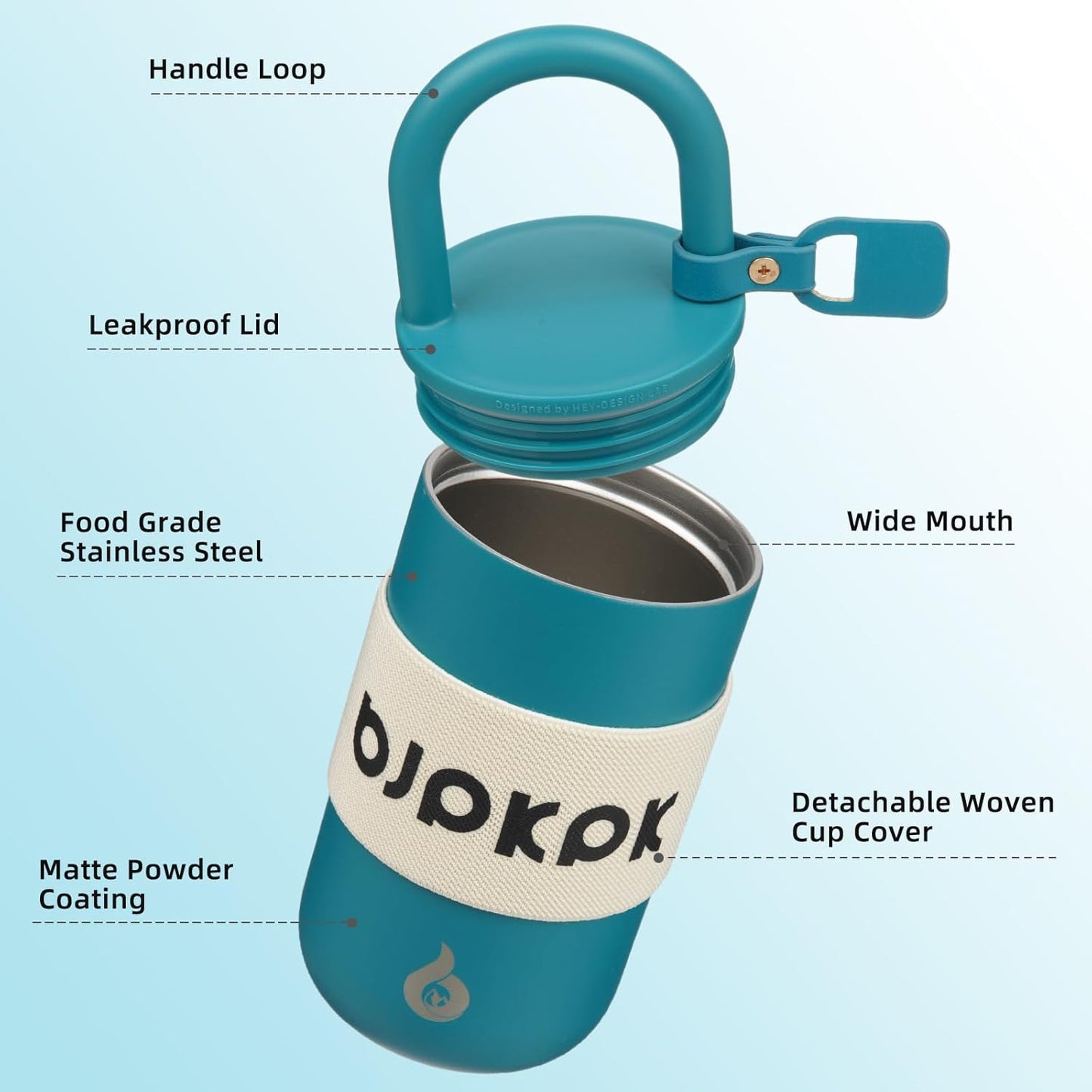 BJPKPK 13oz Insulated Stainless Steel Loop Tumbler With Lid And Handle Travel Coffee Mug Thermal Cup,Latte