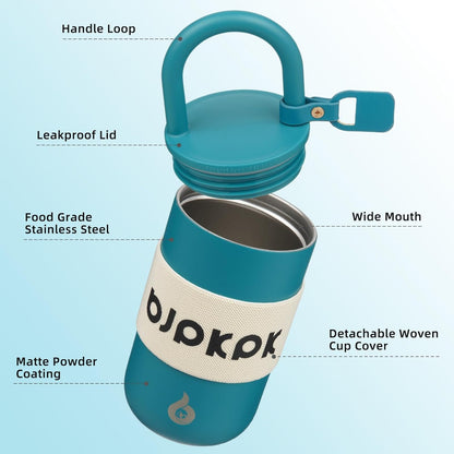 BJPKPK 13oz Insulated Stainless Steel Loop Tumbler With Lid And Handle Travel Coffee Mug Thermal Cup,Latte