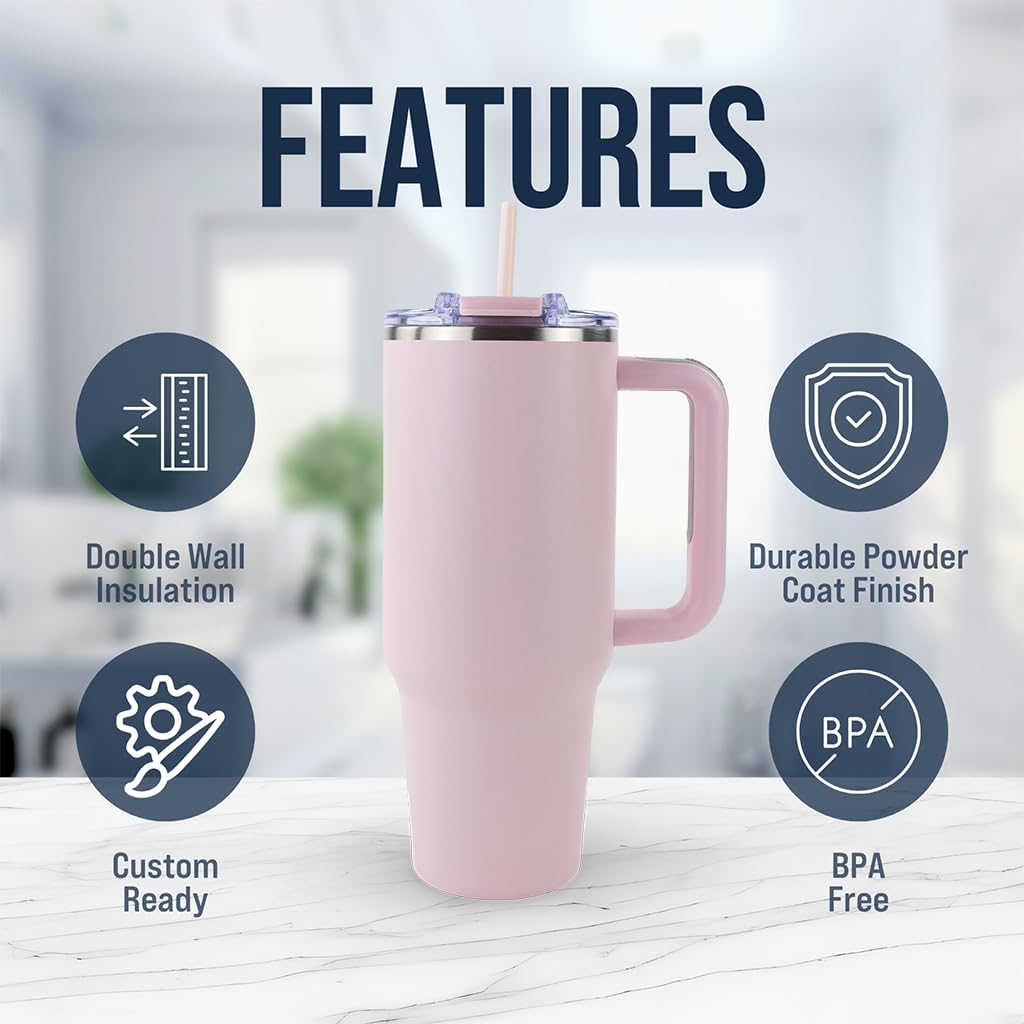 Hogg Big Swig 40 oz Tumbler with Handle and Straw - Red, 40oz Insulated Stainless Steel, Water Tumbler with Straw, Water Cup with Handle, Versatile Leak Proof Lid