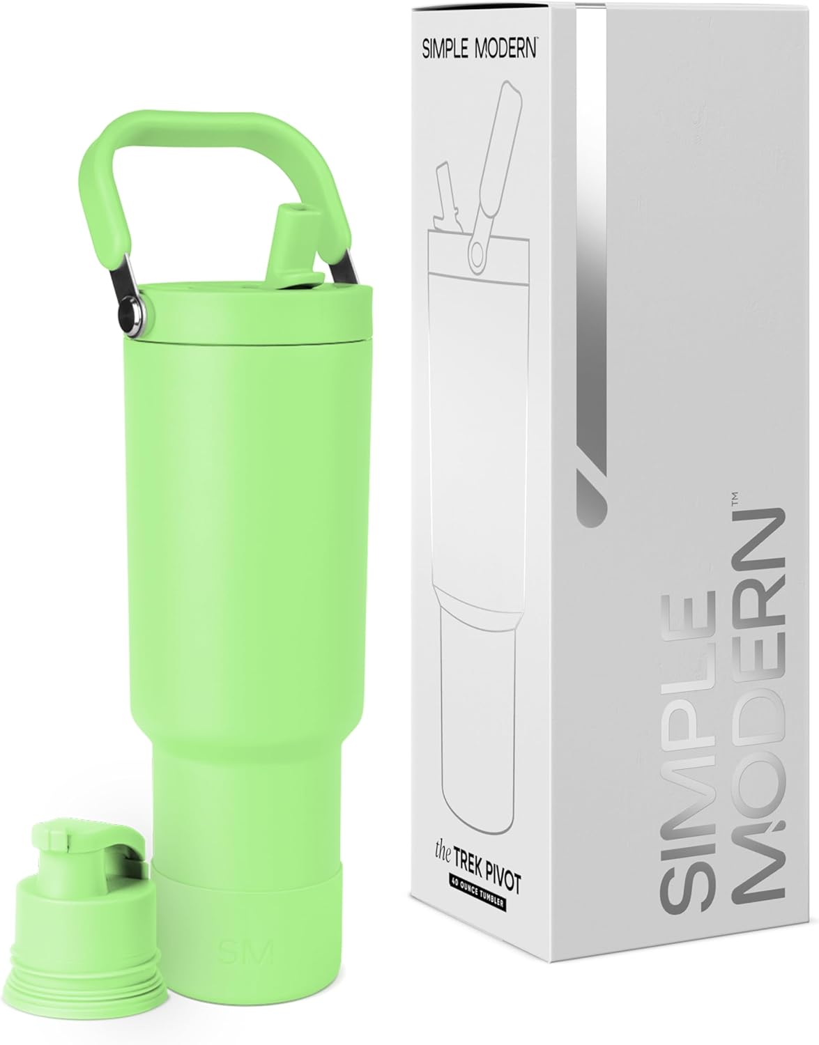 Simple Modern Trek Pivot | 40oz Flip Straw Tumbler with Handle | Water Bottle & Boot | Interchangeable Straw & Chug Lids | Insulated Stainless Steel Jug | Gym Sports Outdoors | Forest - Colors A