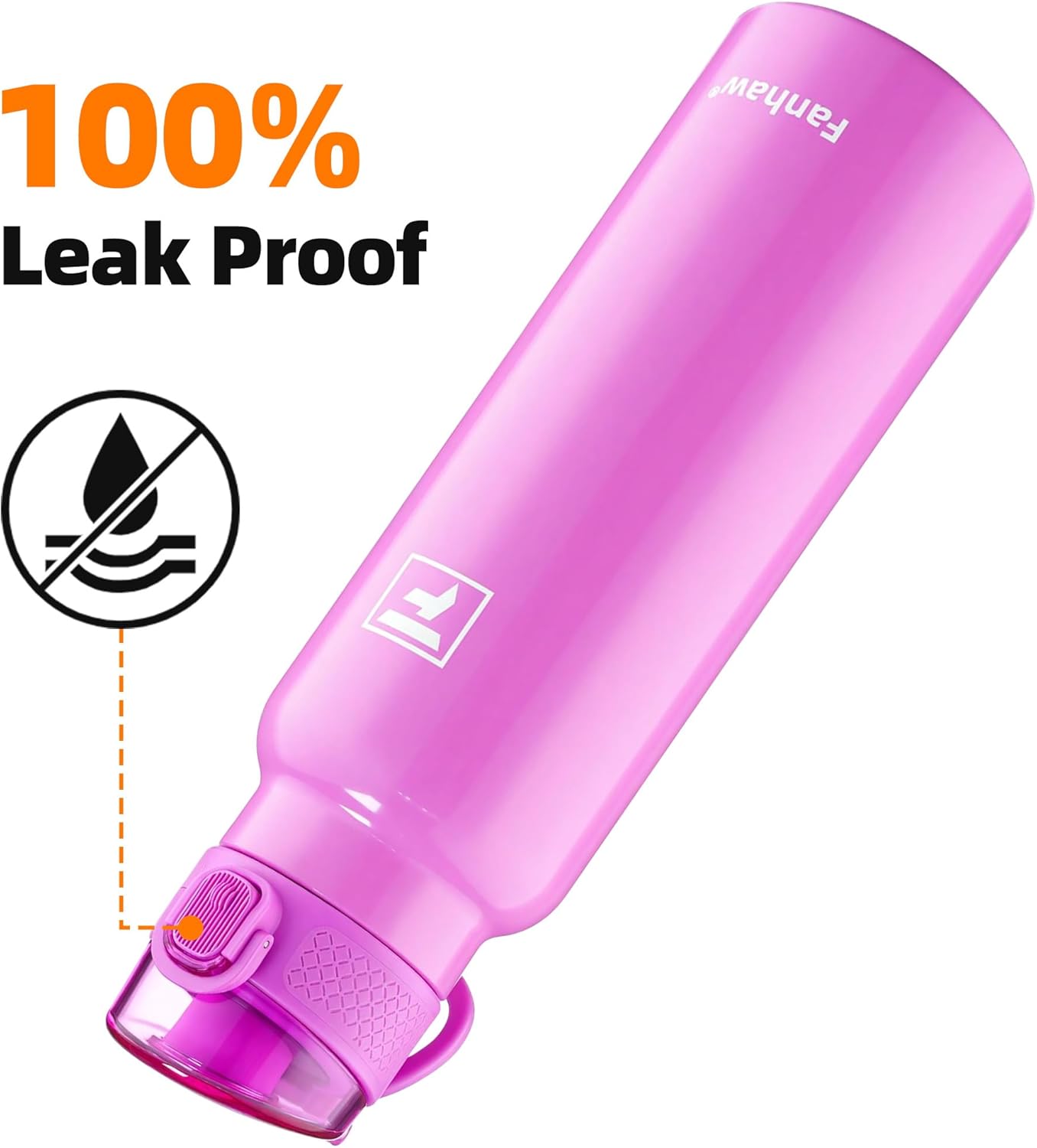 Fanhaw 24 oz Insulated Water Bottle with Soft Silicone Spout Lid, Leakproof Stainless Steel Vacuum Bottle for School, Sports& Daily Use, Kids, Teens& Adults, Back to School Essentials (Pink)