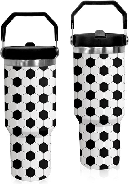 30 oz Tumbler with Handle Flip Straw Leak Proof - Pickleball Mug 30oz Tumbler Travel Coffee Mug with Handle - Birthday Gifts for Women Pickleball Lovers Players 30 Ounce Stainless Steel Cup
