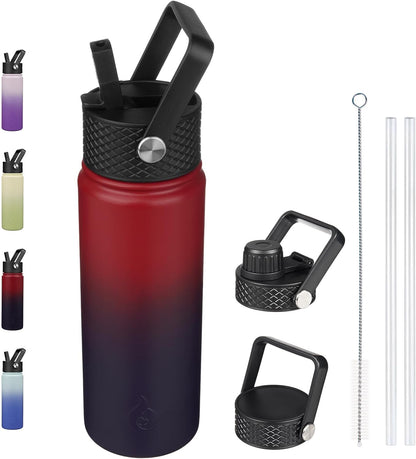 BJPKPK Insulated Water Bottles with Straw Lid, 40oz Stainless Steel Water Bottles with 3 Lids, BPA Free Leakproof Thermo, Tumblers, Cups for Sports, Gym- Midnight - Colors A