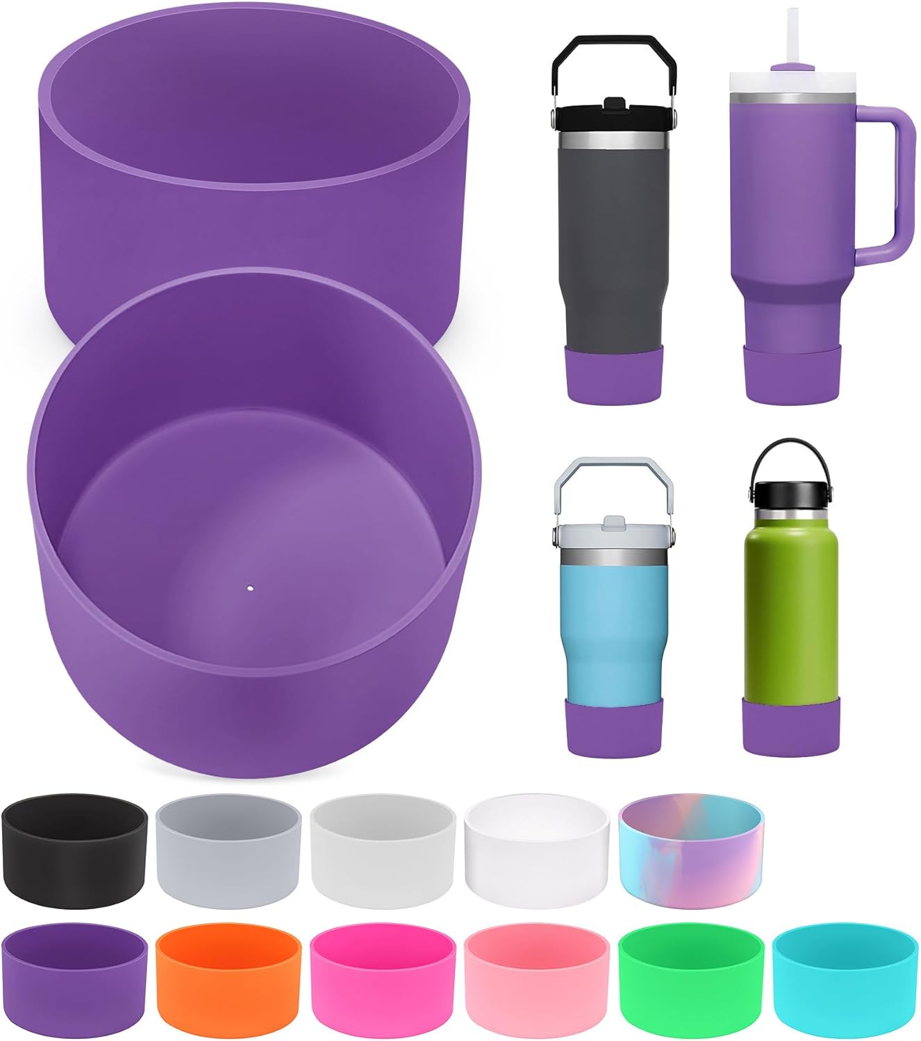 PICcircuit 2PCS for Stanley Boot, Silicone Bottom for Quencher Adventure 40oz 30oz IceFlow 20oz 30oz Bottle&for Hydroflask Tumbler 12-24oz for Stanley Cup Accessories Avoid Scratches&Noise
