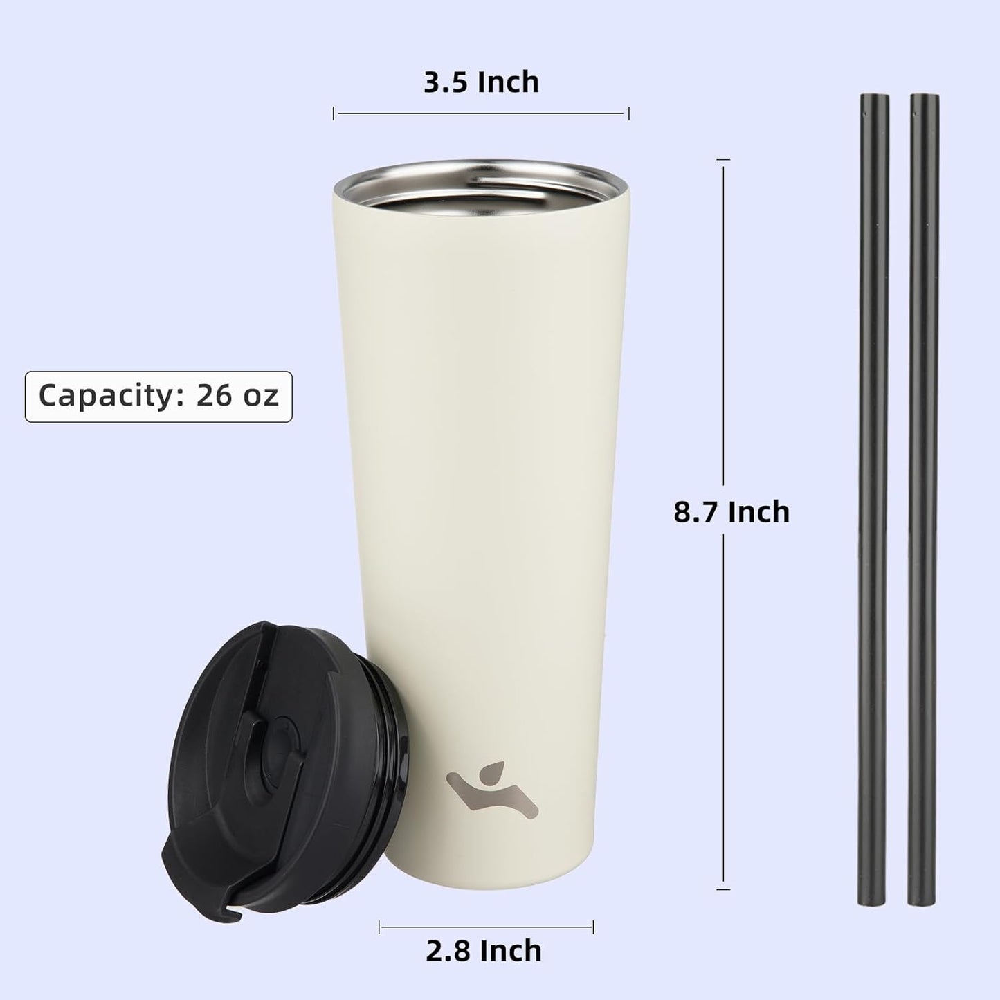 Konokyo 30 OZ Insulated Tumbler with Lid and 2 Straws Stainless Steel Water Bottle Vacuum Travel Mug Coffee Cup,Pastel Sunset