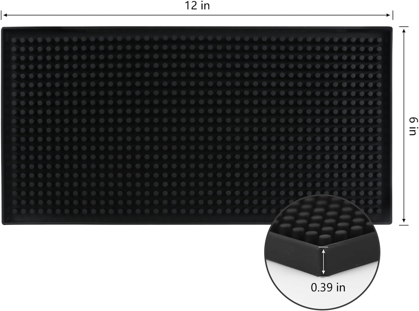 XieNie Bar Mat, 6" x 12" Black Small Coffee Mat for Home Bar Kitchen Countertop, Non-Slip Service Spill Mat for Cocktail Bartender Accessories, PVC Counter Top Cup Glasses Drying Mats, 1Pac