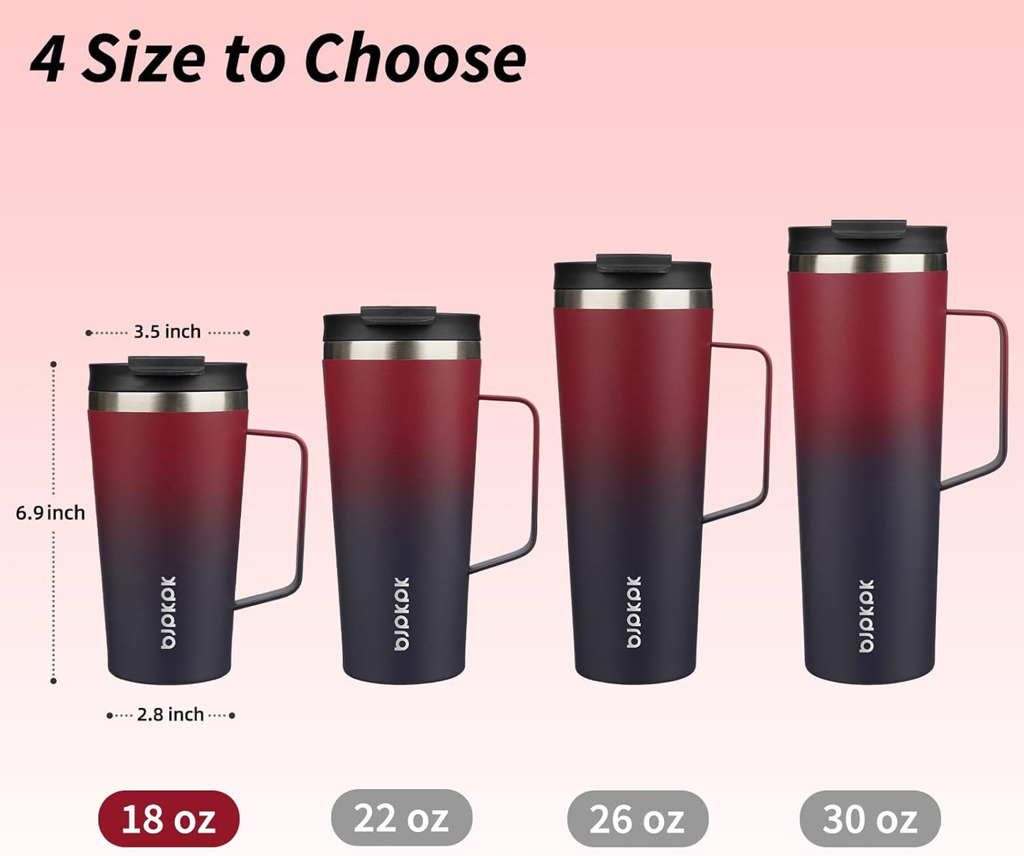 BJPKPK Insulated Tumbler with Handle, 18oz Insulated Tumblers with Lid and Straw, Stainless Steel Metal Water Bottles, Coffee Travel Mugs, Cups, Marshmallow