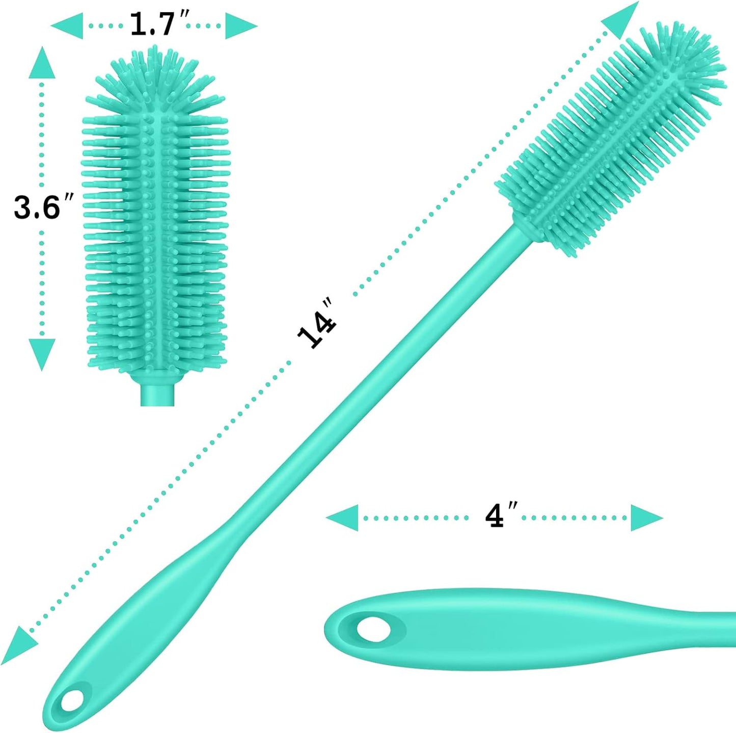 Silicone Bottle Brush, Water Bottle Cleaner Brush with Long Handle, Perfect for Cleaning Narrow Neck Containers, Vacuum Sports Bottle, Tumblers, Flask, Glassware (1 Pack, Charcoal)