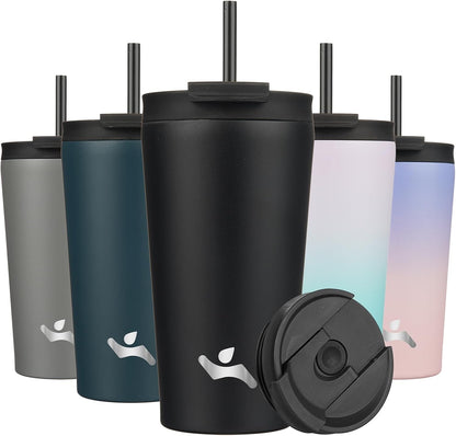 Konokyo 30 OZ Insulated Tumbler with Lid and 2 Straws Stainless Steel Water Bottle Vacuum Travel Mug Coffee Cup,Pastel Sunset