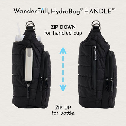 WanderFull Original HydroBag Handle® Zipper Slot for Handle, Hands-Free Crossbody Water Bottle Holder & Tumbler Accessories