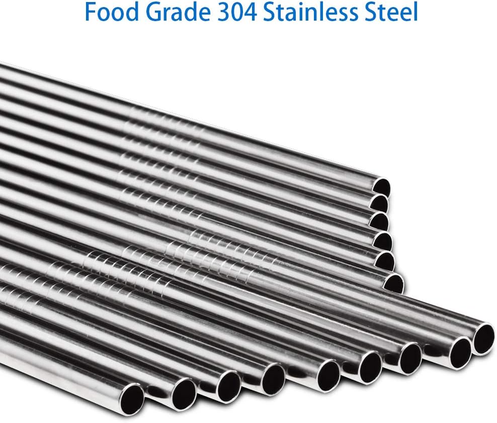 Tomorotec 8PCS 12" Stainless Steel Straws 4 Bent & 4 Straight Fit for 40oz Stanley Tumblers, Reusable Food-Grade Drinking Straws with Brush for Smoothies, Milkshakes, Iced Coffee, Dishwasher Safe