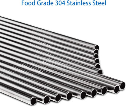 Tomorotec 8PCS 12" Stainless Steel Straws 4 Bent & 4 Straight Fit for 40oz Stanley Tumblers, Reusable Food-Grade Drinking Straws with Brush for Smoothies, Milkshakes, Iced Coffee, Dishwasher Safe