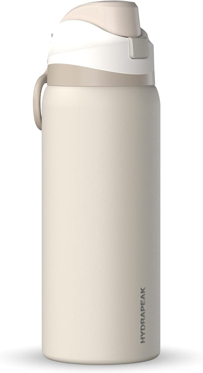 Hydrapeak Oasis 32oz Insulated Water Bottle with Locking Chug Lid & Handle, Leakproof Stainless Steel Travel Tumbler, Great for Gym, Work & Everyday Hydration, Stone 1