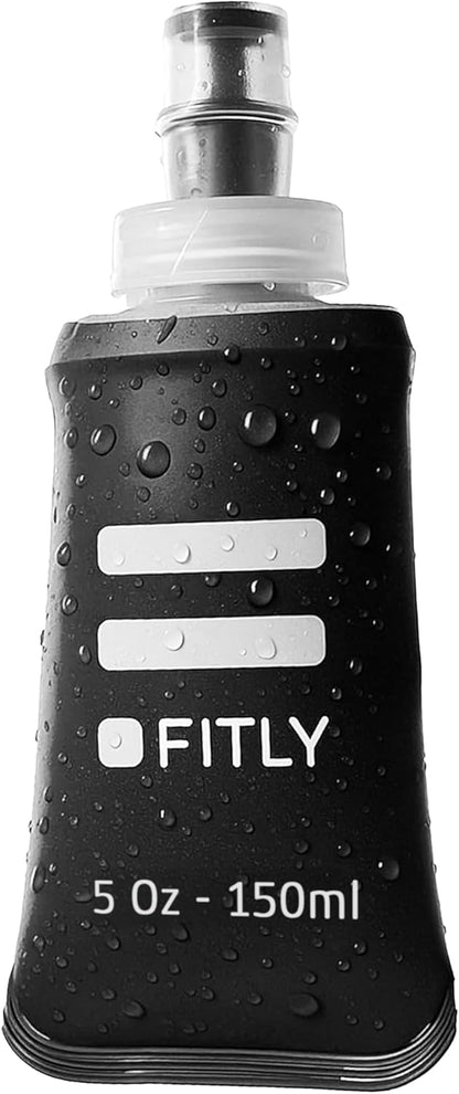 FITLY Soft Flask - Shrink As You Drink Soft Water Bottle for Hydration Pack - Folding Water Bottle Ideal for Running, Hiking, Cycling, Climbing & Rigorous Activity