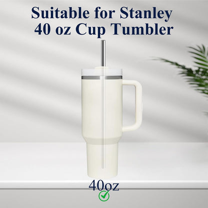 6 Pack Stainless Steel Straw Replacement 40 oz for Stanley Tumbler，3 Straight +3 Curved Reusable Metal Straws with 2 Cleaning Brush Compatible with Stanley 40oz Stanley Cup Tumbler