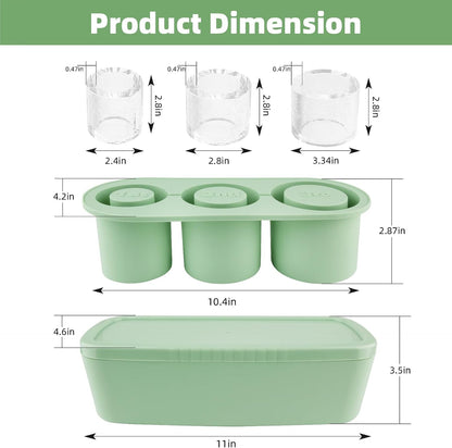 Tcamp Ice Mold for 30-40 oz Tumbler Cup, Silicone Ice Cube Tray With Lid and Bin for Freezer, Ice Ring Ice Maker for Chilling Cocktails, Whiskey, Drinks, Coffee, Easy Fill and Release (Black)