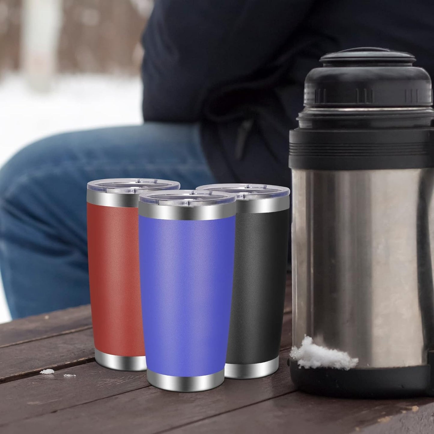 VEGOND 20oz Tumbler with Lid and Straw Stainless Steel Tumbler Cup Bulk Vacuum Insulated Double Wall Travel Coffee Mug Powder Coated Coffee Cup, Black, 12 Pack
