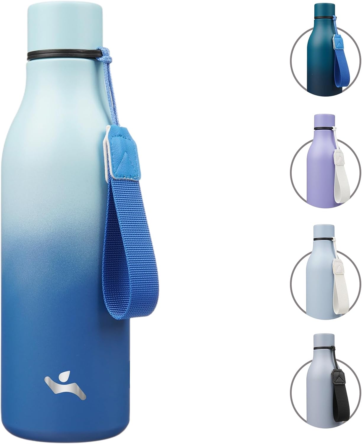 Konokyo Insulated Water Bottle with Strap,18 oz Double Wall Stainless Steel Vacuum Bottles Metal Water Flask,Macaron Green - Colors B