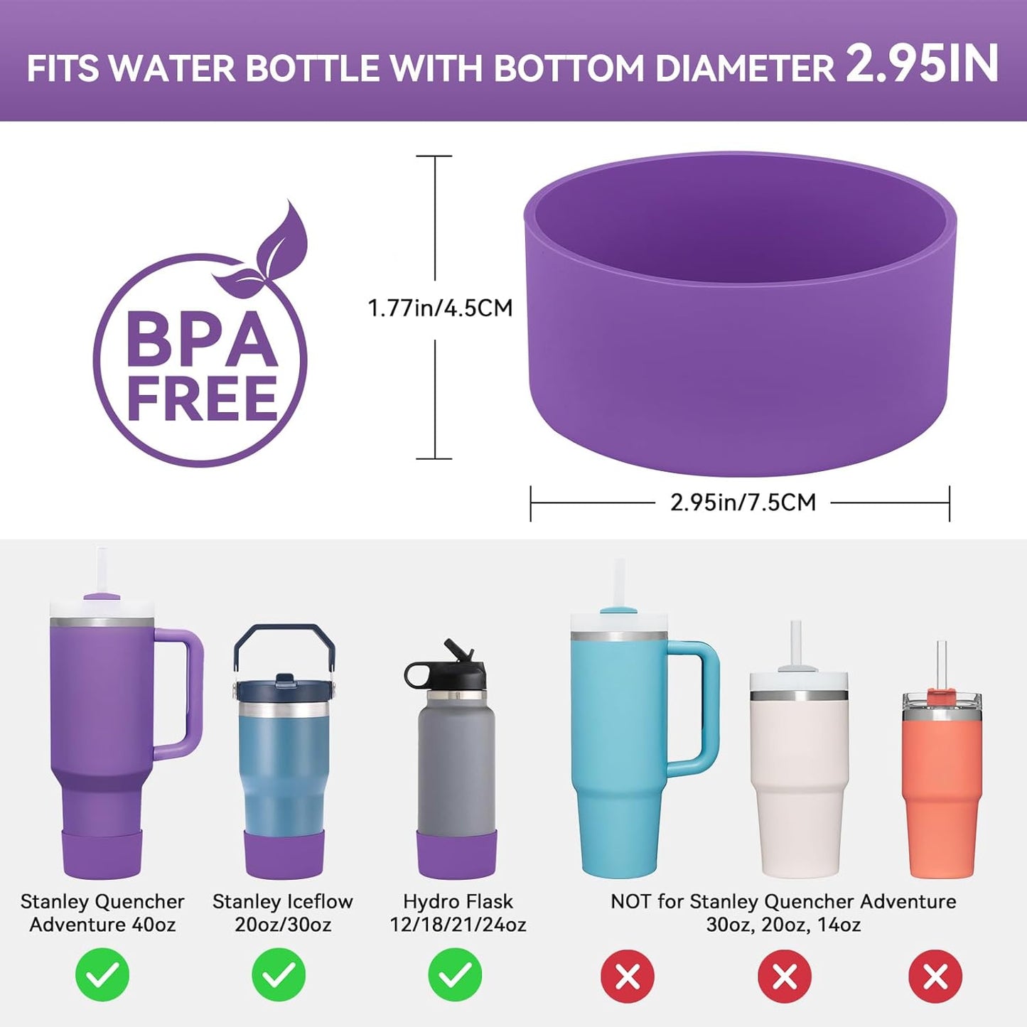 PICcircuit 2PCS for Stanley Boot, Silicone Bottom for Quencher Adventure 40oz 30oz IceFlow 20oz 30oz Bottle&for Hydroflask Tumbler 12-24oz for Stanley Cup Accessories Avoid Scratches&Noise