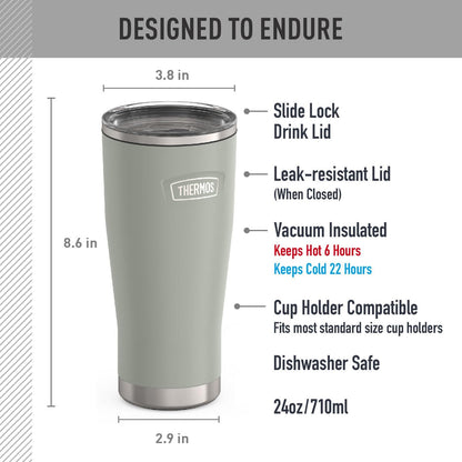 THERMOS ICON SERIES, Stainless Steel Tumbler with Slide Lock, 18 Ounce, Mystic Navy