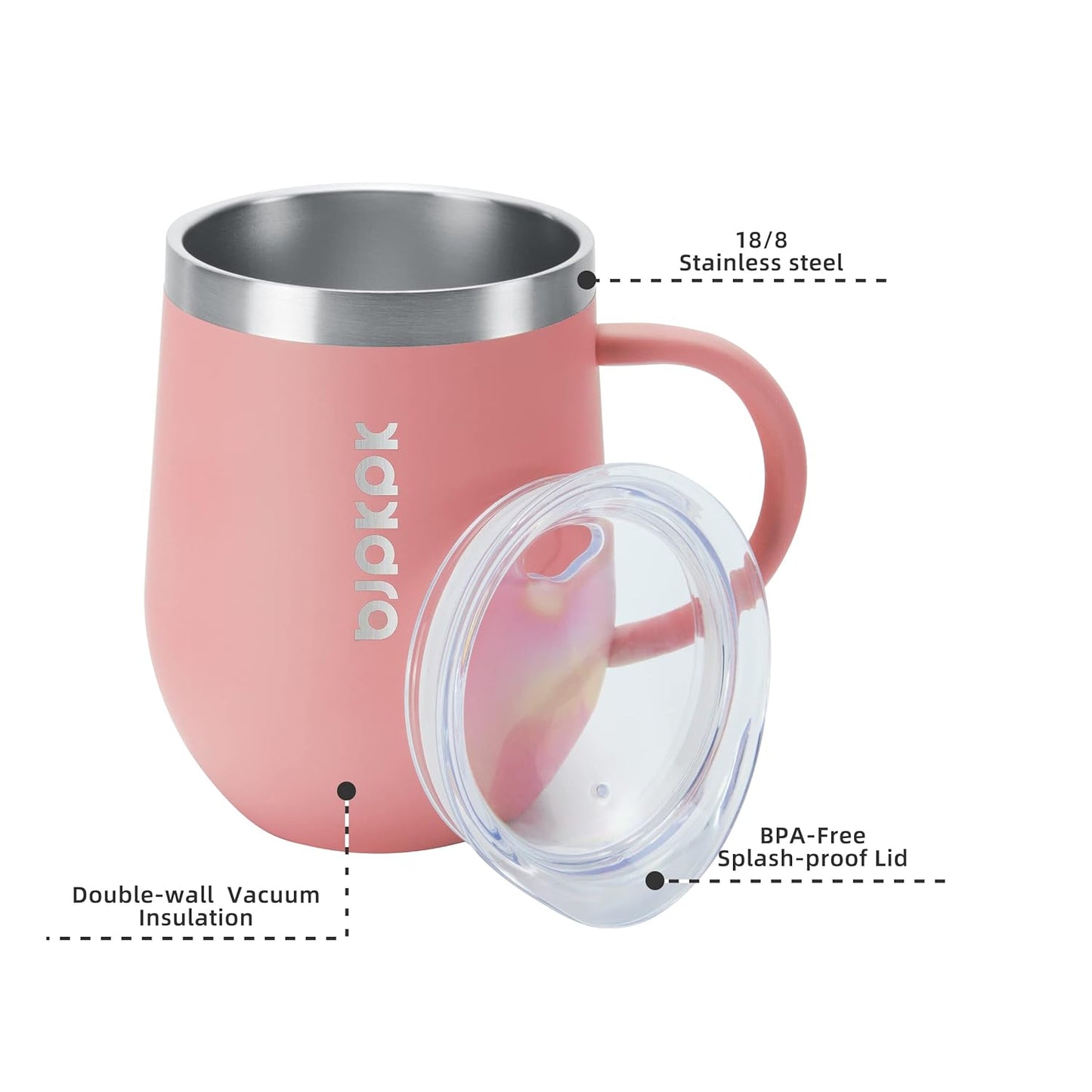 BJPKPK 2 pcs Insulated Coffee Mug, 14oz Insulated Tumbler with Lid, Stainless Steel Coffee Cups with Splash Proof Lid-White