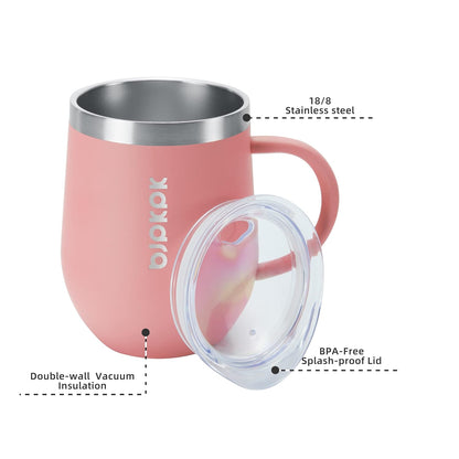 BJPKPK 2 pcs Insulated Coffee Mug, 14oz Insulated Tumbler with Lid, Stainless Steel Coffee Cups with Splash Proof Lid-White