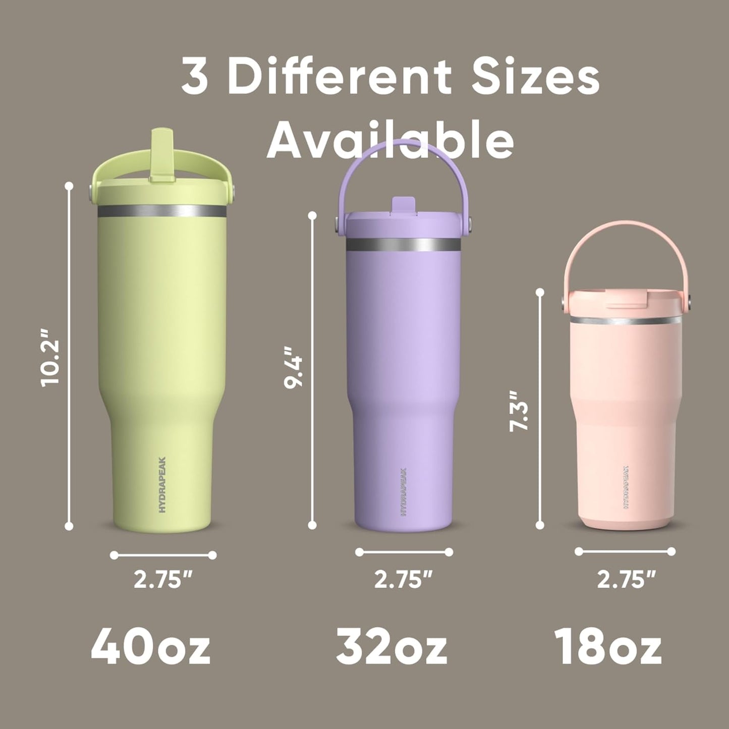 Hydrapeak Nomad 32oz Insulated Stainless Steel Travel Tumbler with Handle & Straw Lid, Leakproof, Cupholder Friendly, Keeps Drinks Cold 24 Hours, Reusable Bottle for Daily Hydration (Pale Sage)