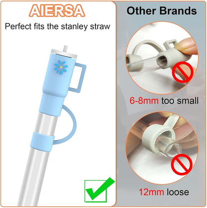 AIERSA 5Pcs Silicone Straw Cover Cap Compatible with 30&40 Oz Tumblers, Straw Tip Covers for Cups Accessories