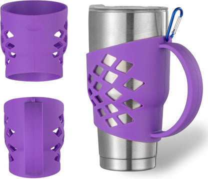 WISDING 30 oz Tumbler Silicone Grip Protective Sleeve Cover With Handle, Pink