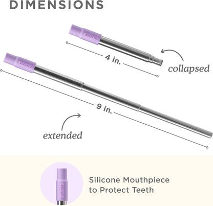 ZOKU Reusable Metal Straw with Case for Travel, Teal - Collapsible Stainless Steel Drinking Straw with Silicone Tip and Cleaner Brush, Ideal for Key Chains, Pockets, Purses