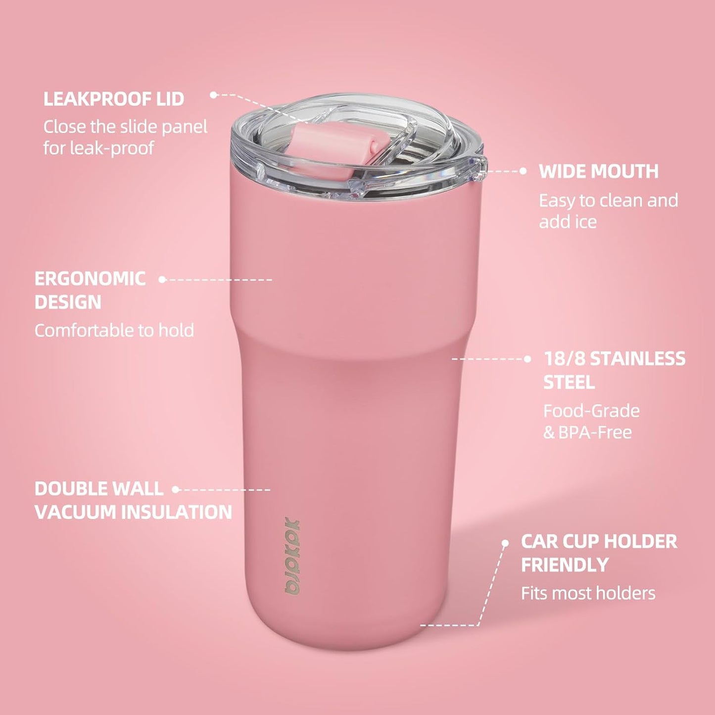BJPKPK Insulated Tumbler,20oz Stainless Steel Tumbler with lid,Double Wall Travel Coffee Mug Thermal Cup,Keep Drinks Cold and Hot,Lavender
