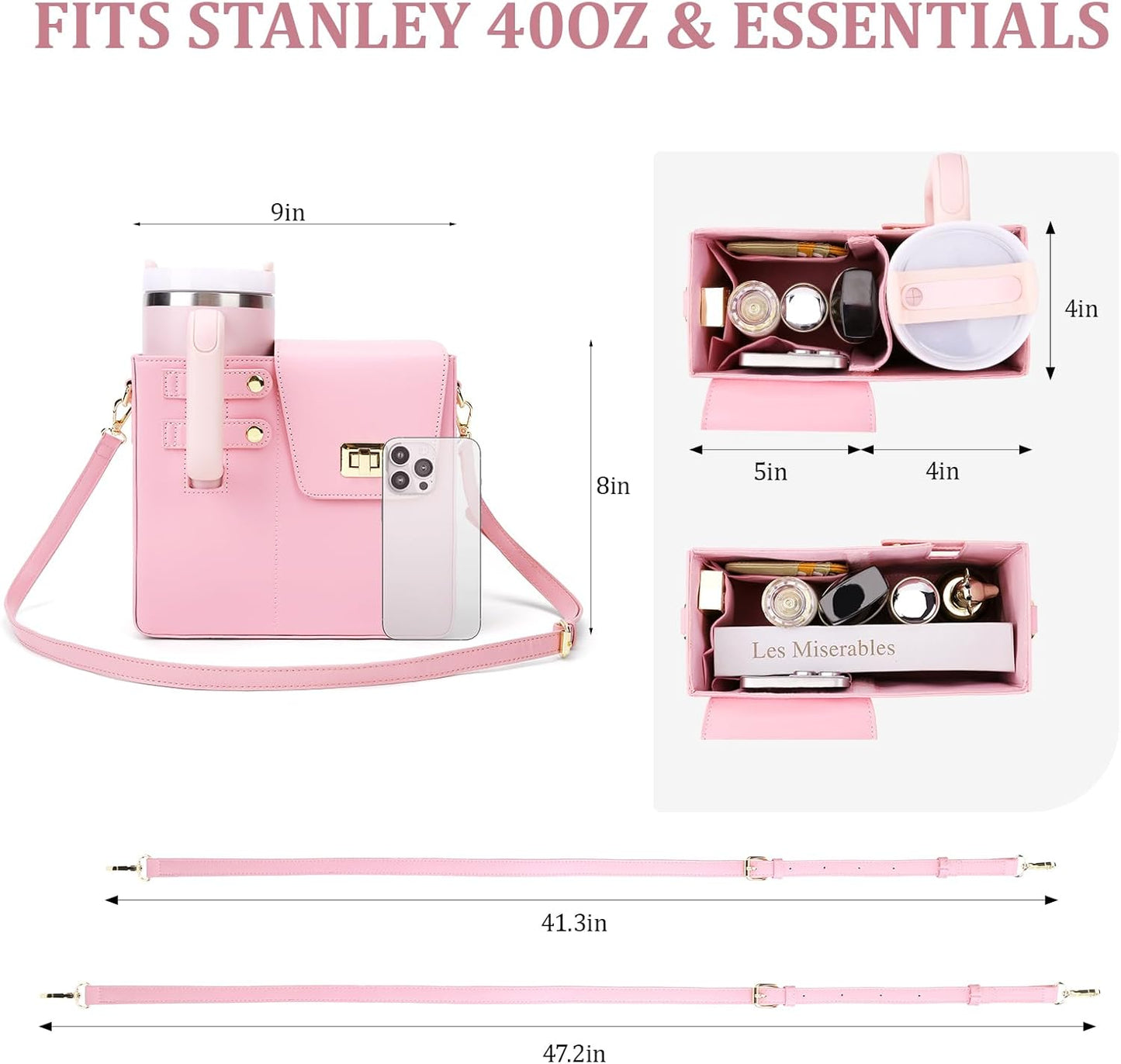 Stanley Purse Cup Holder Bag- Outdoor Portable Crossbody Bag for Stanley Cup Tumbler Purse