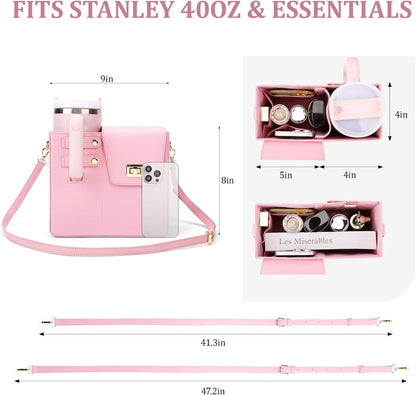 Stanley Purse Cup Holder Bag- Outdoor Portable Crossbody Bag for Stanley Cup Tumbler Purse