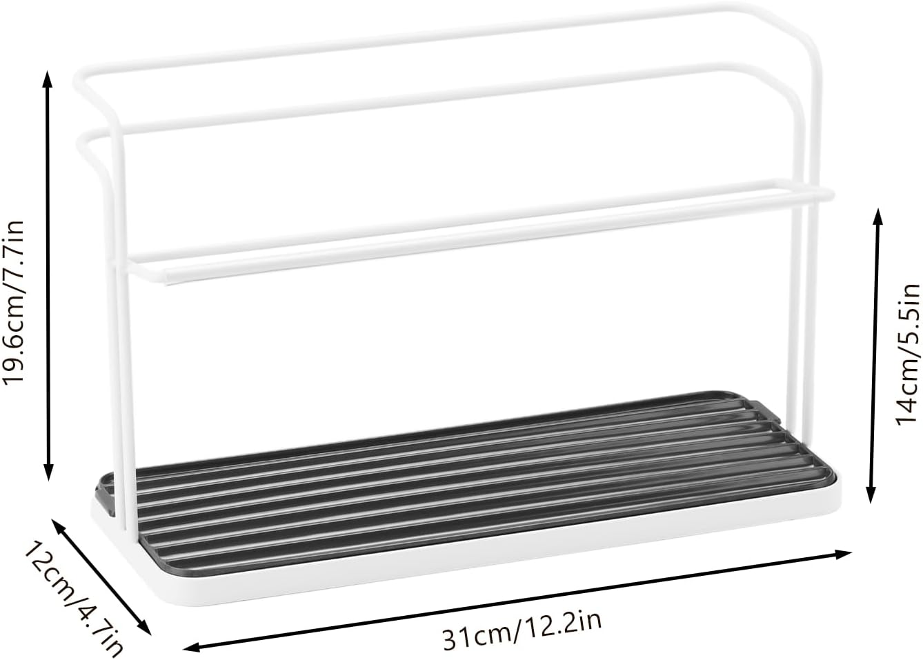 Bottle & Cup Drying Rack with Drain Tray (Stainless Steel Silver)