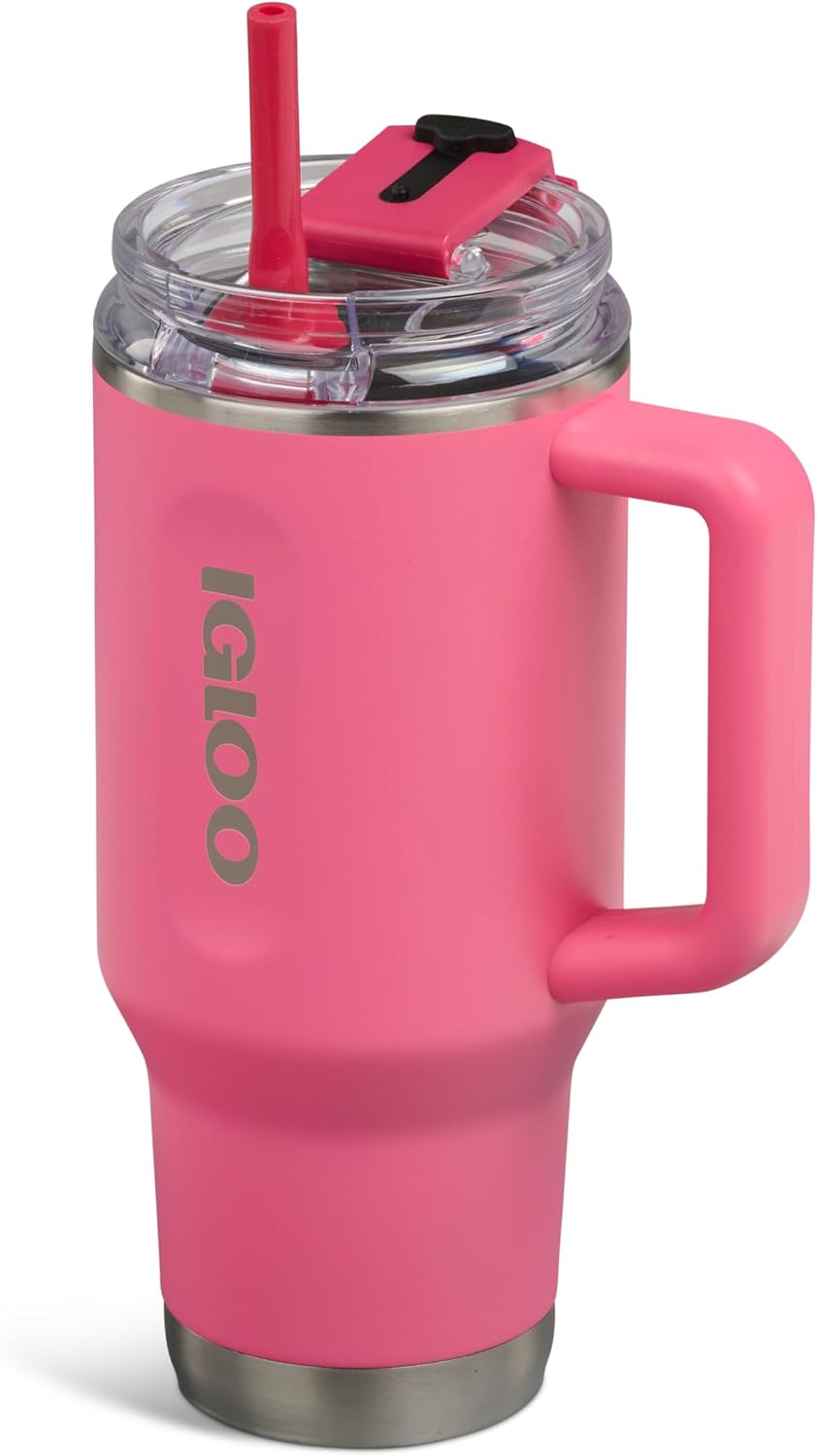 Igloo 20 oz Stainless Steel Tumbler | Sport Sipper Bottle | Thrift Pink