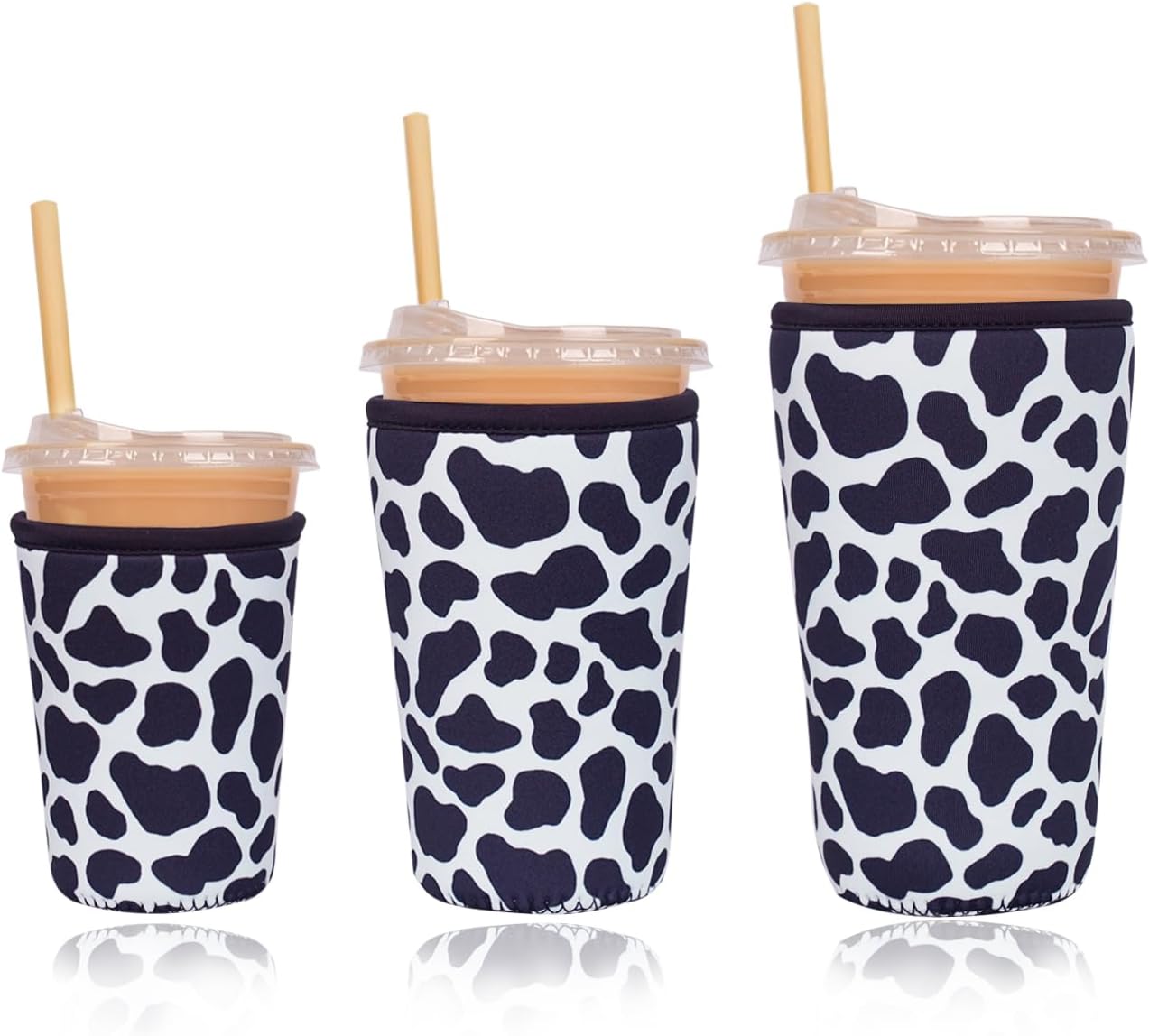 Reusable Insulated Neoprene Iced Coffee Cup Sleeve, Durable Drink Sleeve for Cold Beverages, Beverage Holder for Iced Coffee, Floral Checkers