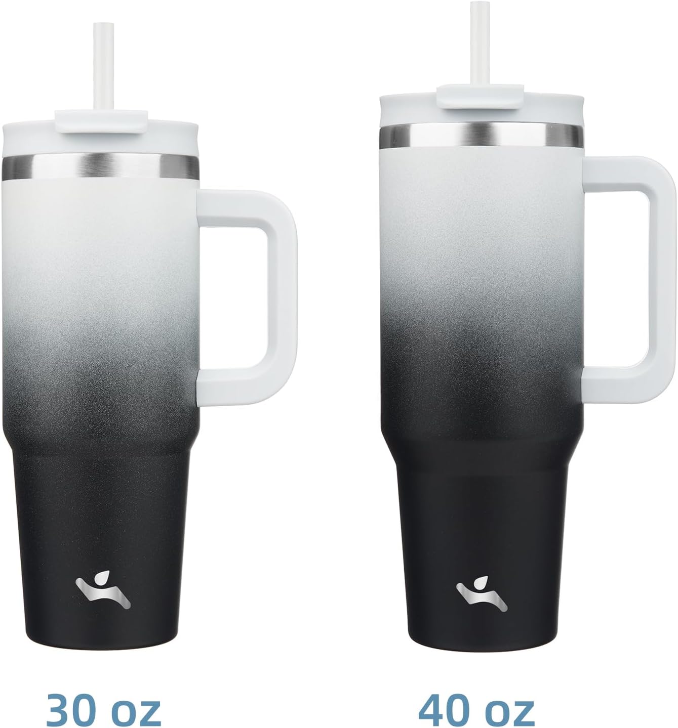 Konokyo 30 oz Tumbler with Handle and 2 Straws,2 in 1 Lid Insulated Water Bottle Stainless Steel Travel Coffee Mug,Sky